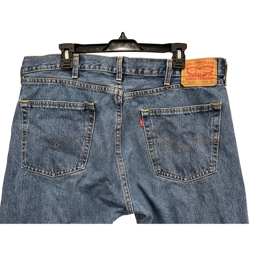 Levis 505 Regular Fit Straight Leg Blue Jeans Mens 38x32 Medium Wash Denim‎ - Picture 4 of 7